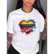 thumbnail image 1 of Camiseta de manga corta para mujer, camisetas tipo túnica, trajes de regalo cómodos, ropa deportiva, camisetas de verano, camiseta básicaCreative Heart Flag Graphic Print T-shirt, Casual Round Neck, 1 of 6