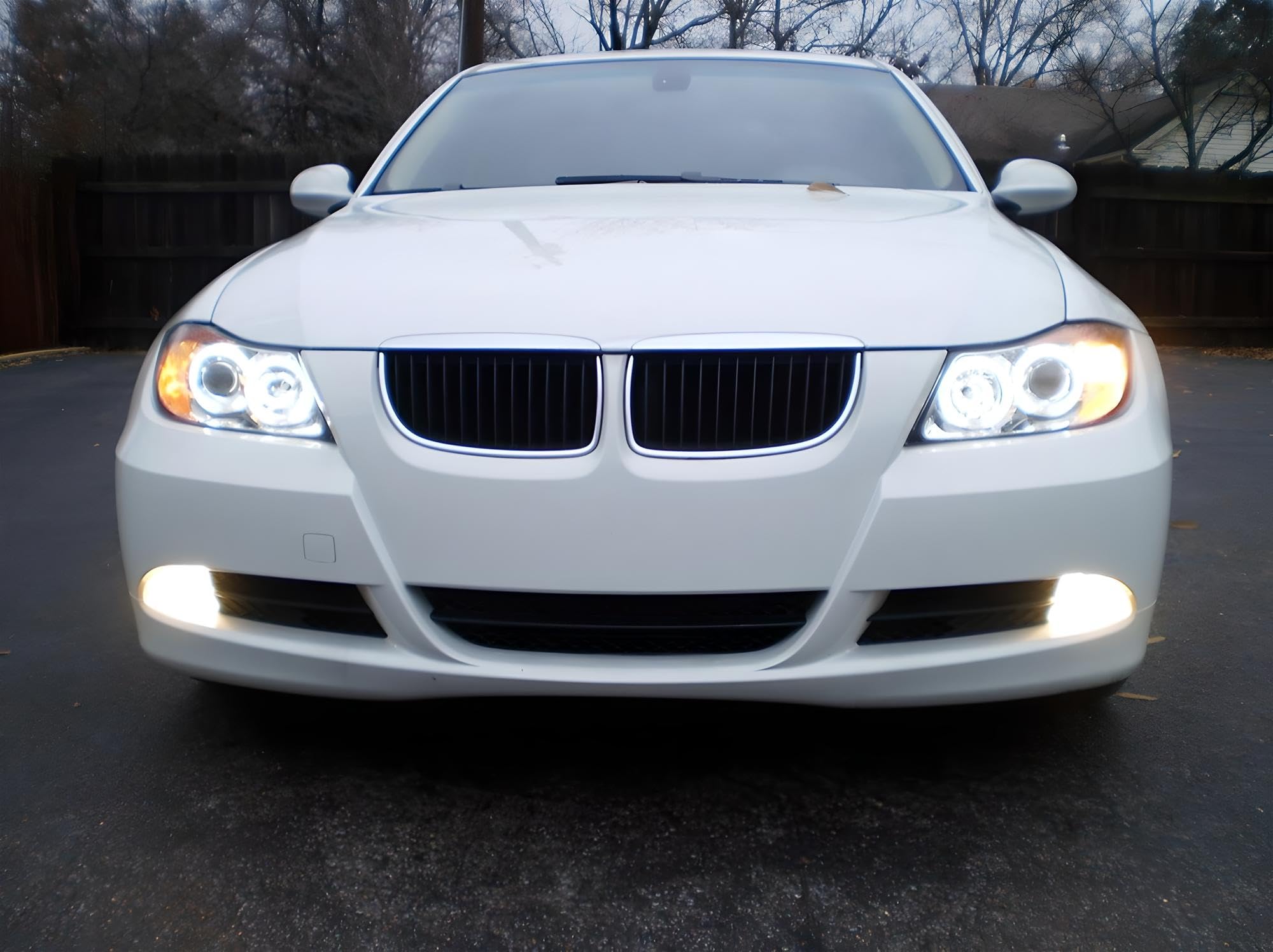iJDMTOY White LED Angel Eye Bulbs Compatible with BMW E90 E91 325i 330i Pre-LCI, Powered by 2-Piece 3W 7000K Xenon White LED Diodes