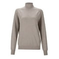 thumbnail image 4 of Women's Stand Collar Solid Color Pullover Sweater Long Sleeve Knit Top Casual Soft Warm Fall Winter Fashion Outfit, 4 of 8