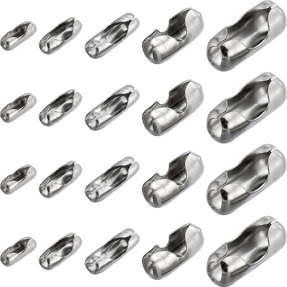 1 Box 150Pcs 5 Sizes Ball Chain Connectors Stainless Steel Bead Chain Connector Clasps Dog Tag Chain Beaded Links Blinds Pull Cord Connector for Jewelry Making Chains DIY Craft Supplies