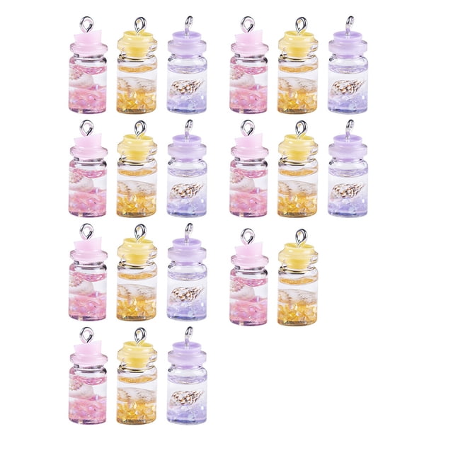 OUNONA 20Set Diy Drift Bottle Charms Resin Pendant Assorted Color For Jewelry Makers Crafting