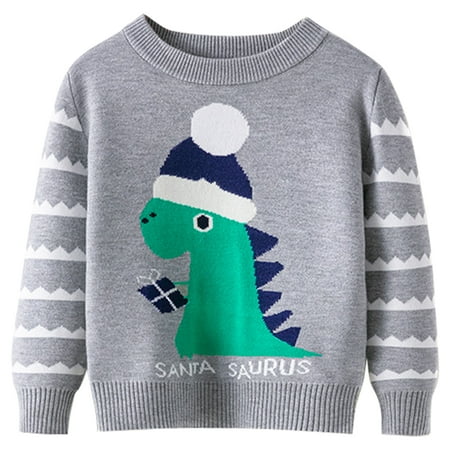 

Children s Knitwear Sweater Christmas Clothes Casual Style Sophisticated Pullover Sweatshirt Cartoon Dinosaur Pattern
