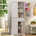 thumbnail image 2 of Pantry, Lofka 71" Kitchen Pantry Storage Cabinet with 4 Doors, 12 Shelves and 1 Large Drawer for Dining Room, White, 2 of 7