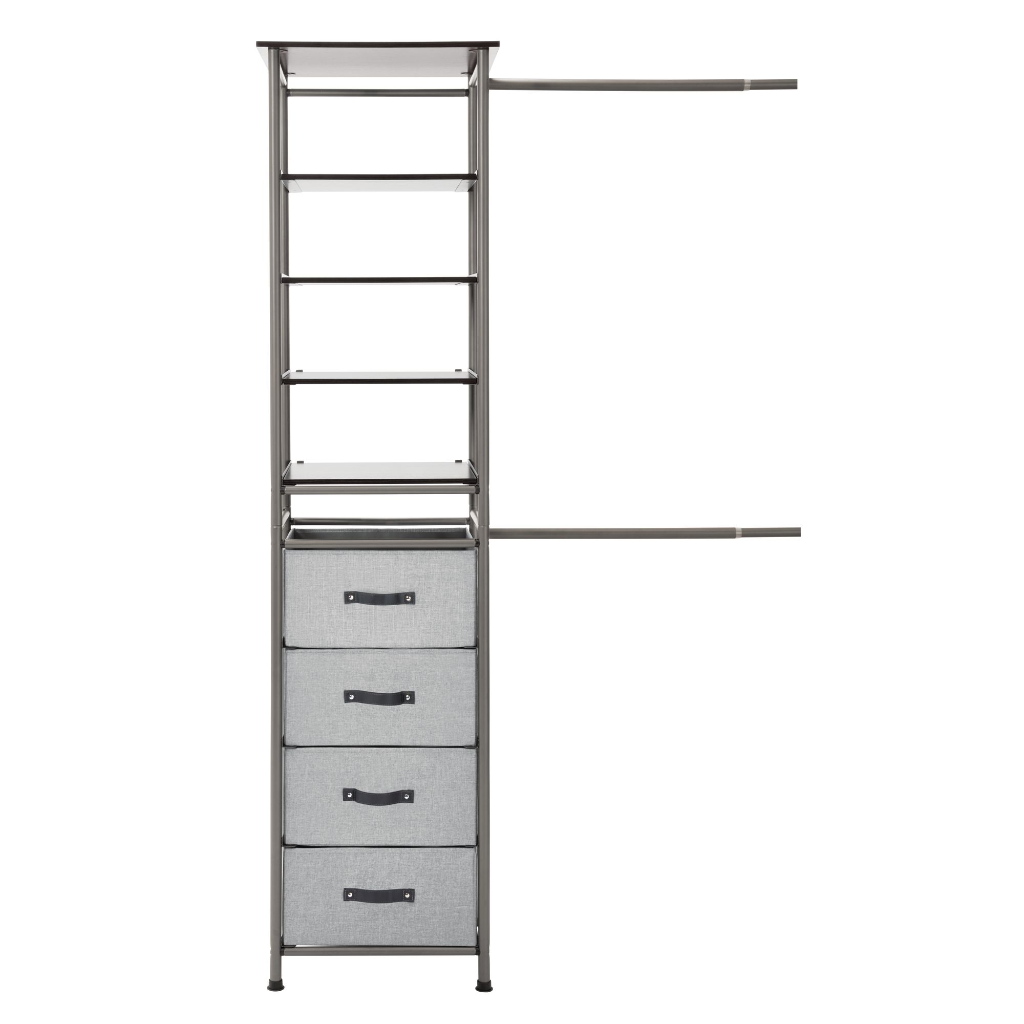 iDesign Modular Storage System, Closet with Hanging Rack, Drawers, and Shelves - Graphite - image 4 of 10