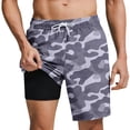 thumbnail image 2 of Mens Swim Trunks Bathing Suit 9 Inch Inseam Compression Liner Beach Board Shorts Swimsuit Quick Dry, 2 of 6