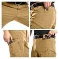 thumbnail image 5 of Domuza Cargo Pants for Men Thermal Fleece Lined Work Pants Outdoor Snow Ski Insulated Hiking Trousers Khaki L, 5 of 7