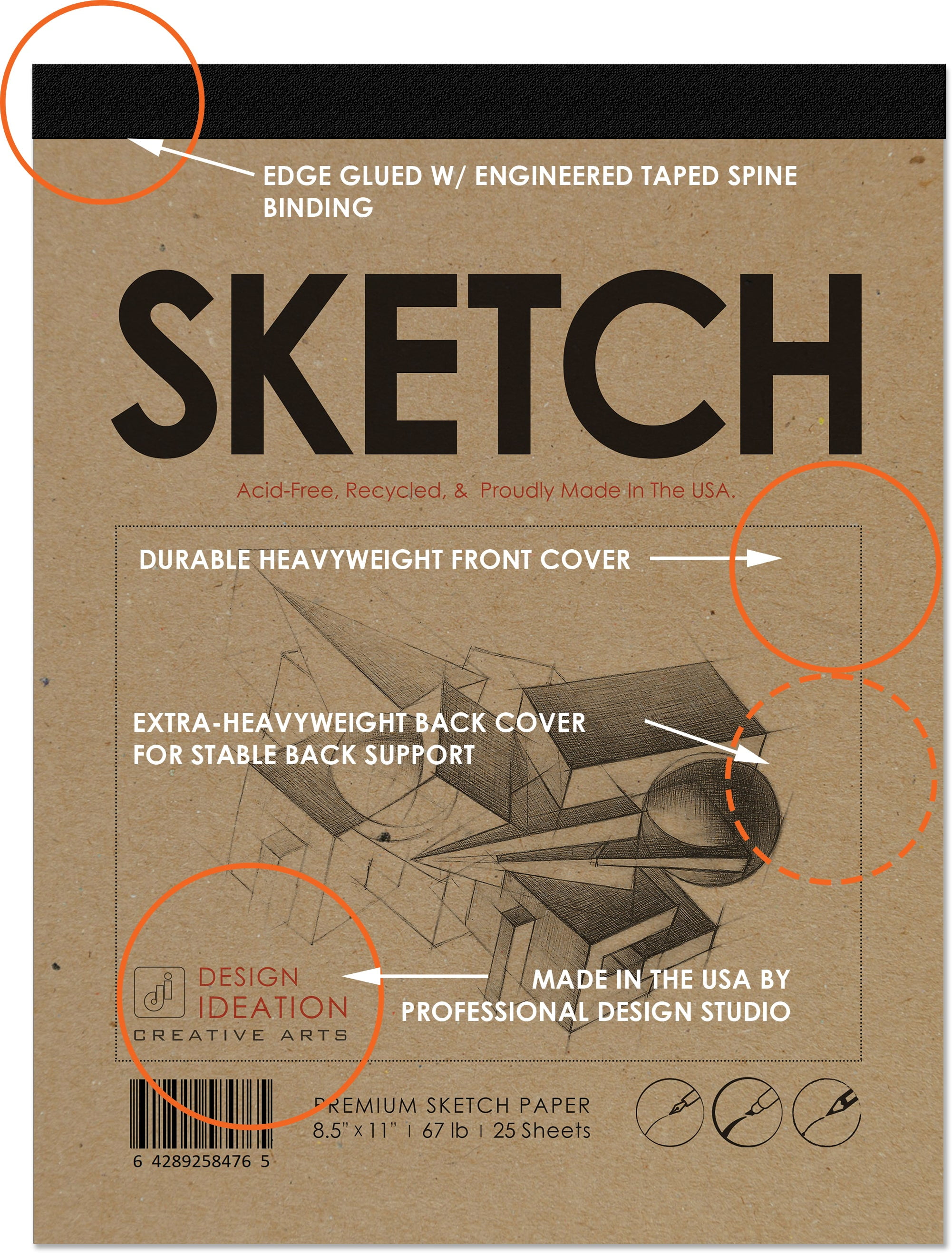 Sketch Pad. Removable Sheets. Mixed Media Paper. Flip Cover. (11" x 8.5") FCP-2550-TS (2 Book Value Pack)