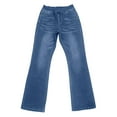 thumbnail image 4 of Daznico Womens Pants,High Waist Washed Denim Trousers Flare Leg Casual Stretch Soft Comfortable Loose Fit Flowy Wide Pants with Elastic Waistband,Womens Trousers,Size:L, 4 of 4