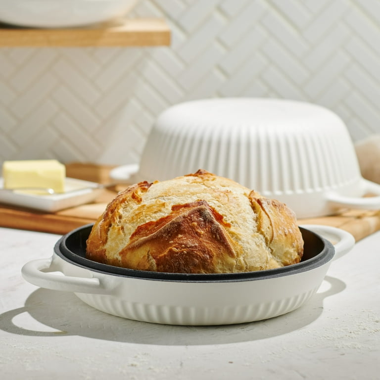 TRAMONTINA 鋳鉄 両手鍋 ホワイト 約25cm Tramontina 4 QT Enameled Cast Iron Dutch Oven for Bread Baking