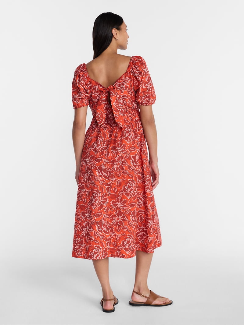 mid length fall dress Chic Rust Orange Ruffled Midi Dress main image 1