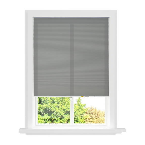 Easy Install Cellular Shades - No Drill Blinds for Windows, Blackout Shades No Drill, Custom Honeycomb Blinds for Easy Cutting - Telescopic Track (Grey, 29 x 64)