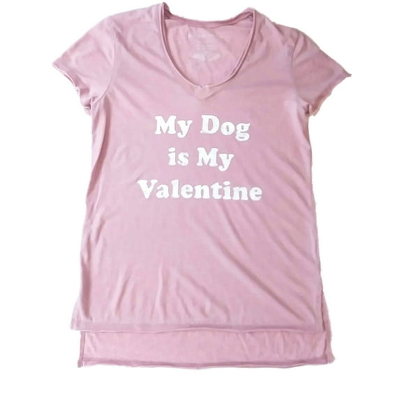 Womens Pale Pink My Dog Is My Valentine Tee Shirt Holiday T-Shirt