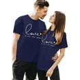 thumbnail image 2 of T-shirts à Manches Courtes pour Couples Assortis, Imprimé de Lettres de la Saint-Valentin, Léger, Mince, Décontracté, Col Rond, T-Shirt Décontracté, Confortable, Doux, Tenue de Vacances pour Lui et Elle, Vêtements, Bleu Marine, TG, 2 of 4