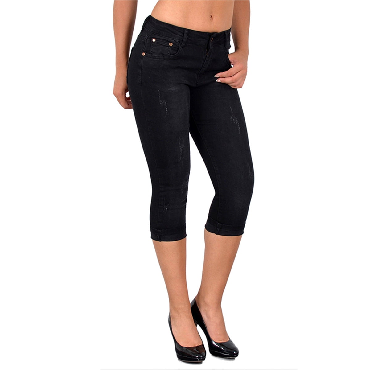 Lovaru - Women Elastic Leggings Denim Shorts - Walmart.com - Walmart.com