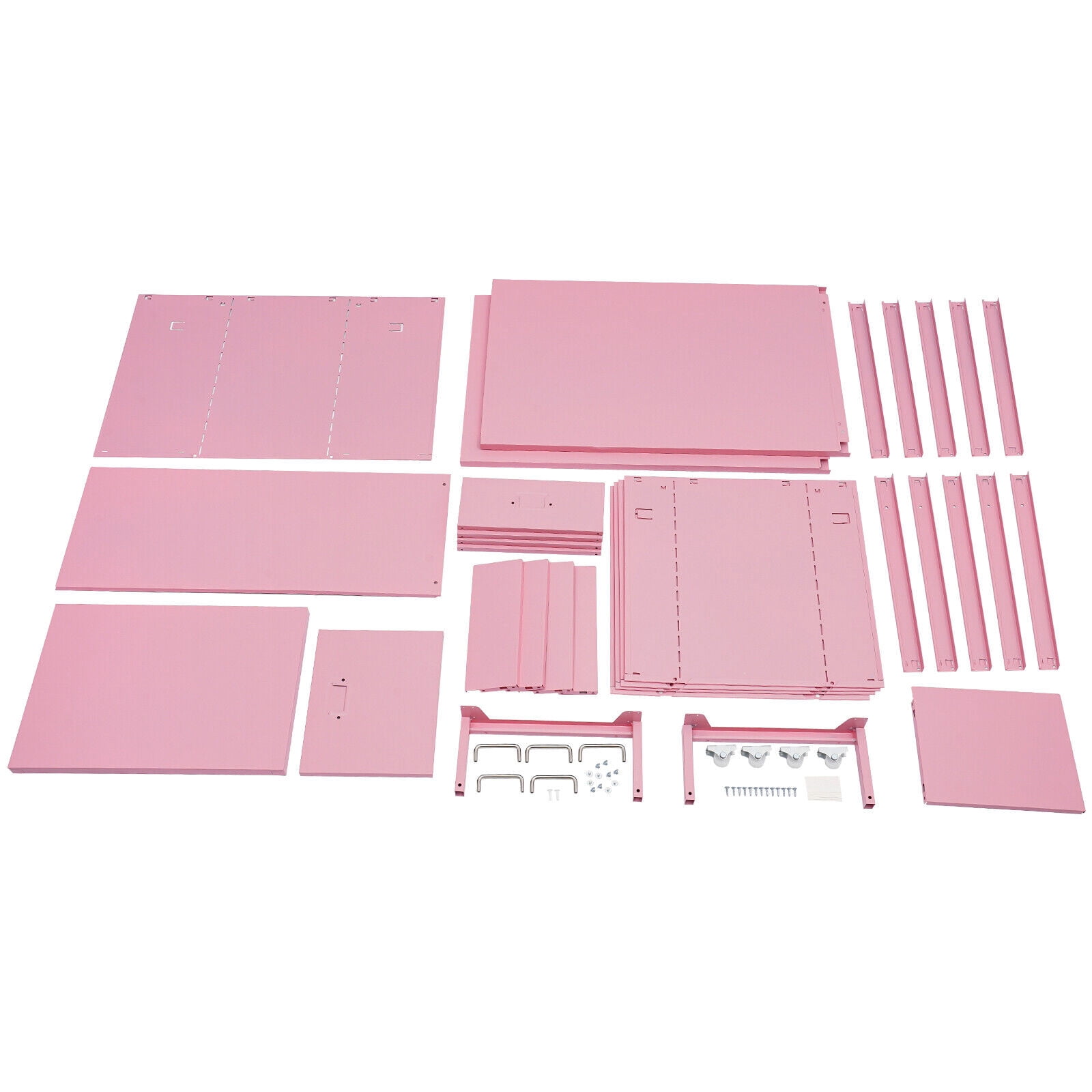 Metal File Storage Cabinet 5 Drawer Under Desk Filing Cabinets with Wheels Pink