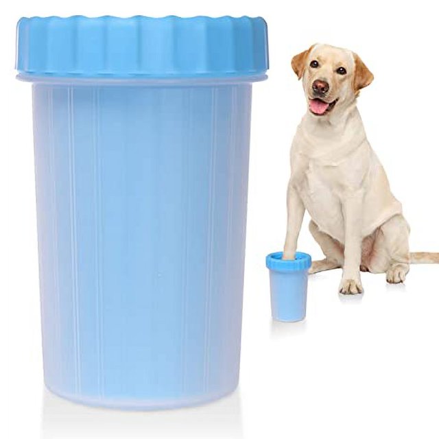 Limpiador de patas de perro, taza limpiadora de patas de perro, cepillo de limpieza de pies de silicona portátil 2 en 1 para perros con pata fangosa, limpiador de pies de perro para perros grandes, r