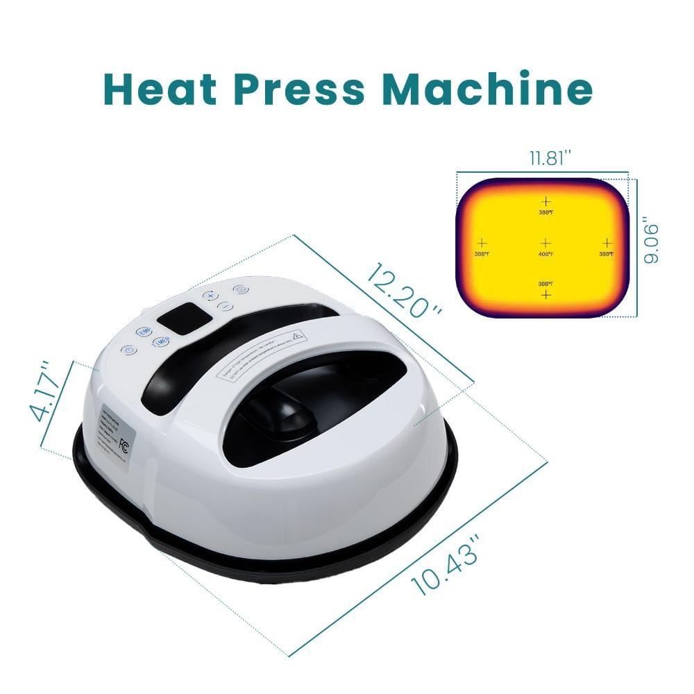 edx Heat Press Machine, Portable Easy-Press for T-Shirts, Tote Bags, Pillows, Aprons & More, 0-450°F Temperature Control with LCD Display