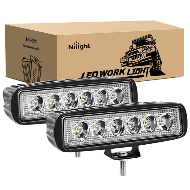 Barra de luces LED Nilight de 18 W para conducción puntual, barco todoterreno, 2 unidades
