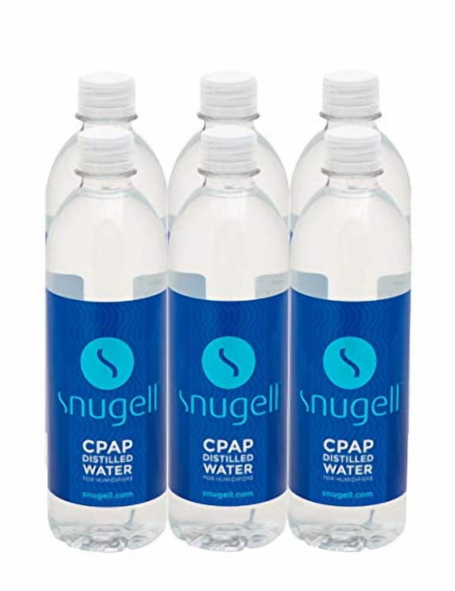 Snugell Distilled Water for CPAP Machines , 20oz Bottles 6-Pack , for ResMed and Respironics Machines ,Travel Friendly , Clean , Multi-Use , Made in USA
