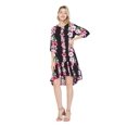 thumbnail image 1 of Hawaiian Manches 3/4 Sirène Robe Tunique L Rose Noir Hibiscus Vigne, 1 of 5