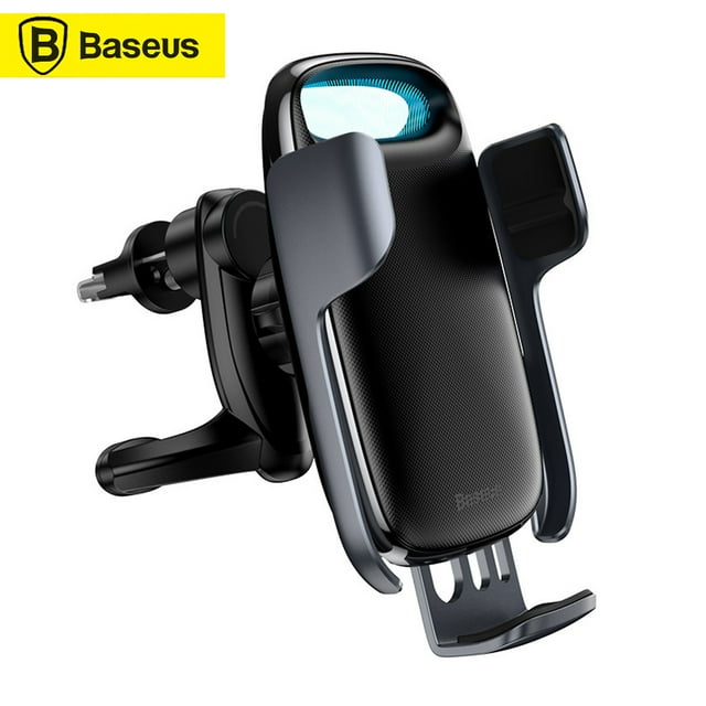 Baseus Wireless Car 15W Fast Charging Auto-Clamping Car Mount LED Intelligent Auto Lock Electric Bracket Stable Quick Phone Holder Windshield Dash Air Vent Phone Holder Compatible with 12