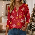 thumbnail image 2 of larppty 3/4 Length Sleeve Womens Tops V Neck T Shirts Dressy Casual Basic Christmas Print Tees 2025 (Red, M), 2 of 9