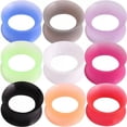 thumbnail image 4 of HOOUN Thin Flexible Silicone Ear Tunnels Plugs Flared Flesh Gauges Expander Stretchers-blue-8mm, 4 of 9