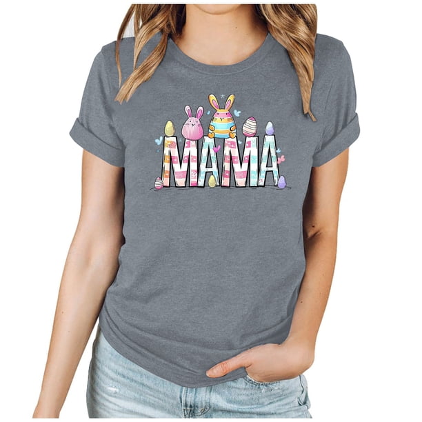 Mujeres Manga Corta de Verano Tops Día de San Valentín Impreso Cuello Redondo, Camisa de Moda Casual Blusa