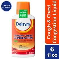 Delsym Max Strength DM Cough Chest Congestion Medicine, Cherry Flavor, Liquid, 6 fl oz