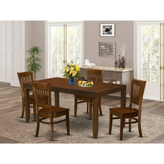 East West Furniture Lynfield 5-piece Wood Dining Table and Chair Set in Espresso