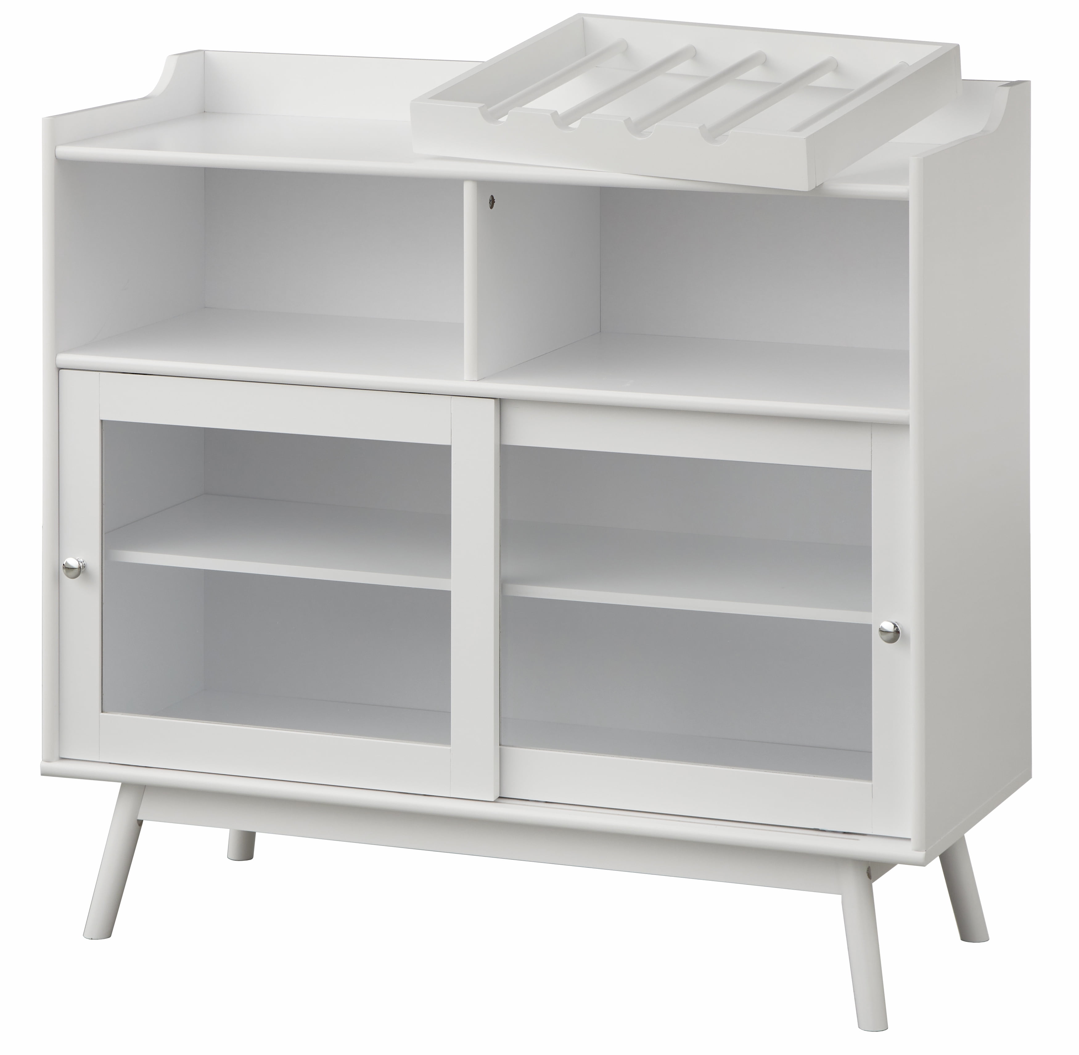 TMS Altura Bar Cabinet with Sliding Doors and Wine Rack, White