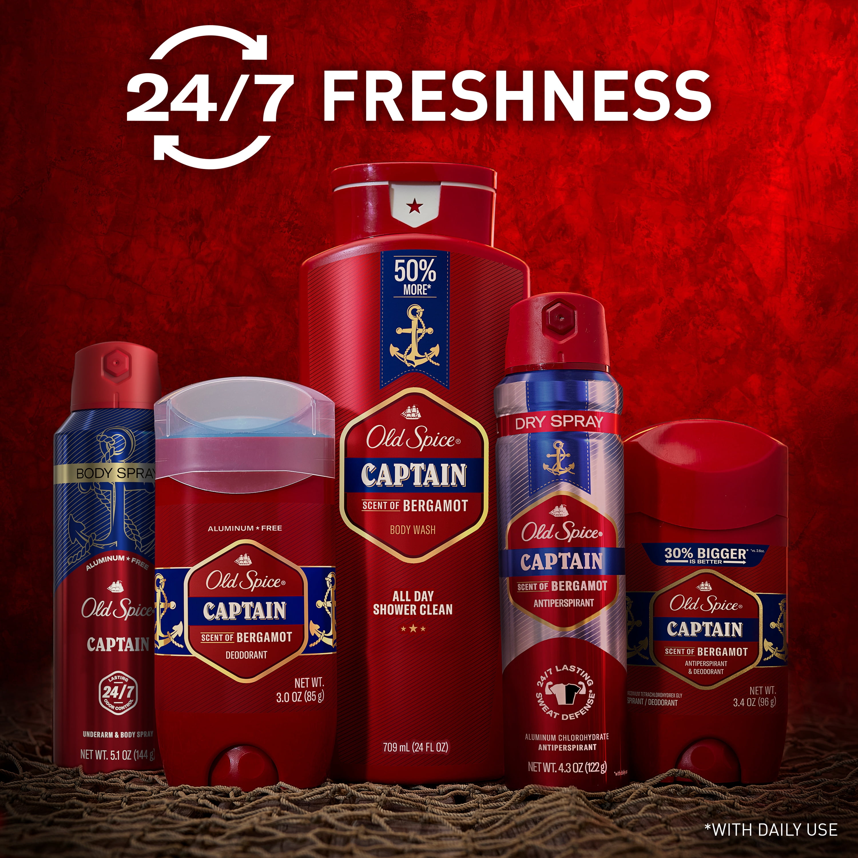 Old Spice Aluminum Free Men's Body Spray Captain, 5.1 oz