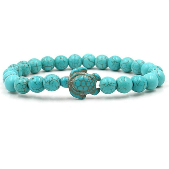 Green Turtle Beaded Stretch Bracelet for Women or Men Beach Wear Aquatic