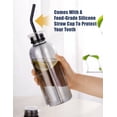 thumbnail image 6 of NiHome Glass Water Bottle 25oz/750ml with Two Caps, Stainless-Steel Straw, Brush and Silicone Cover, High Borosilicate Glass for Hot & Cold Beverages, Leak-Proof for Travel, Gym, Office (Smoky Gray), 6 of 7