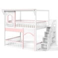 thumbnail image 6 of Full-Over-Full Wood Storage Bed Frame with Staircase & Small Bookshelf, Kids House Bunk Bed with Window, Eave & Door, 6 of 8