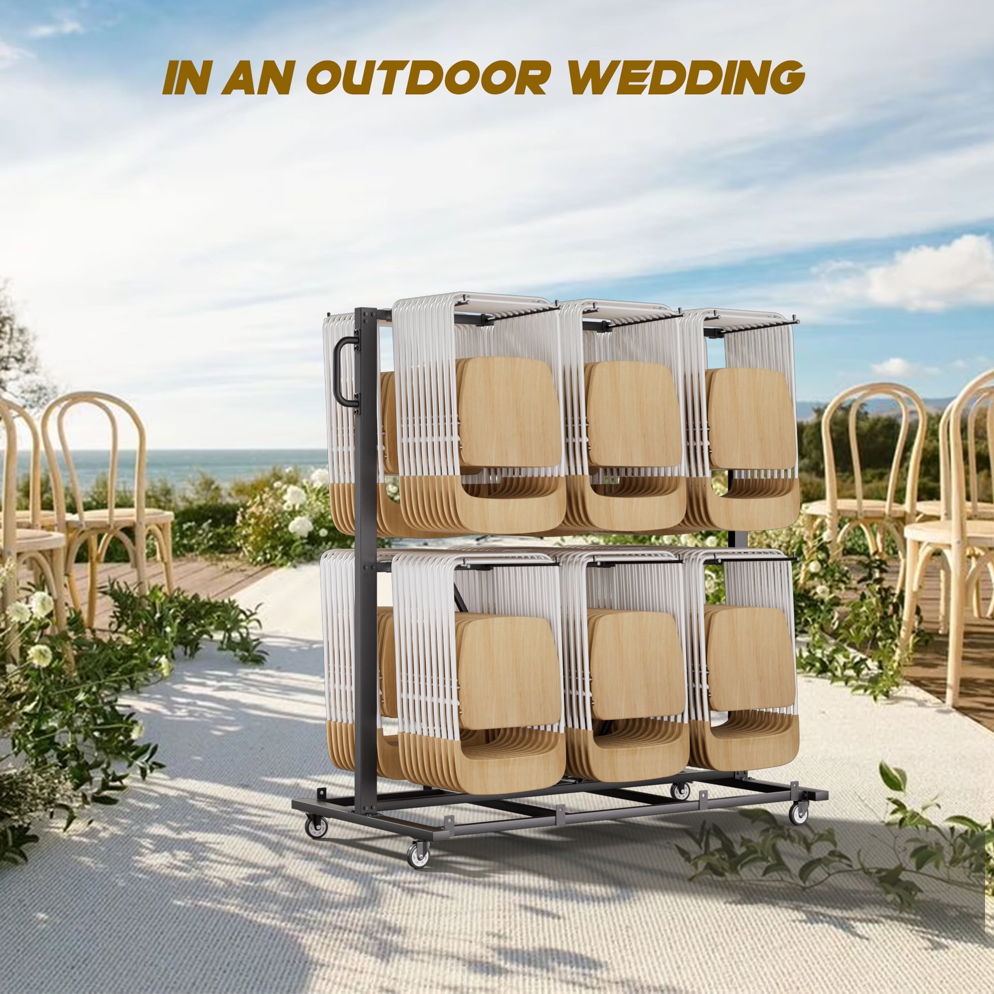 Hawkins Heavy Duty Folding Table And Chairs Mobile Cart-Locking Wheels - View #10