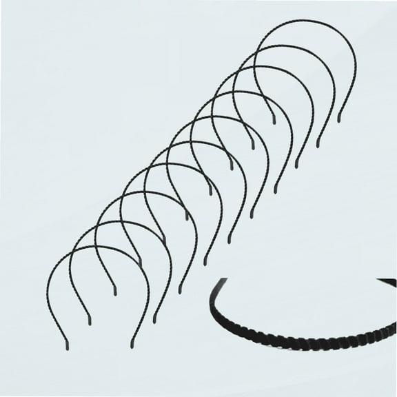 10 Pack Women Plain Black Velvet Fabric Cloth Covered Thin Skinny Hard Metal Hair Hoop Band Headband Holder Clasp Comb With Teeth Crown Bow Fascinators Headpiece Accessories DIY