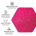 thumbnail image 3 of Honeii Rose Red Glitter Print Leather Coaster Set of 4, Ideal for Safeguarding Your Furniture from Drinks Spills and Effortless Cleanup-Hexagon, 3 of 6