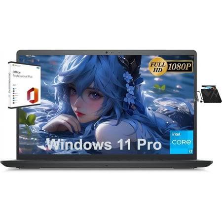 Dell Inspiron 15 Business Laptop, 15.6" FHD Display, Intel Core i3-1215U Processor, 16GB RAM, 512GB SSD, Intel UHD Graphics, Wi-Fi 6, Bluetooth, Windows 11 Pro