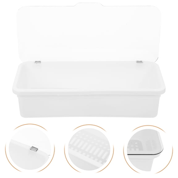 LOLIPPYY Compact White PP Kitchen Utensil Organizer with Integrated Chopsticks Cage