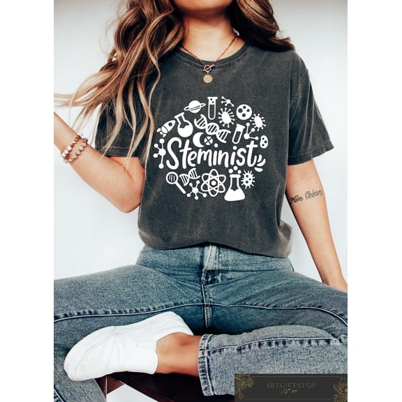 Retro Comfort Steminist Shirt, Women In STEM T-shirt, STEM Student T-shirt, Science Teacher, Scientist Teacher Shirt, School Tee, F3883