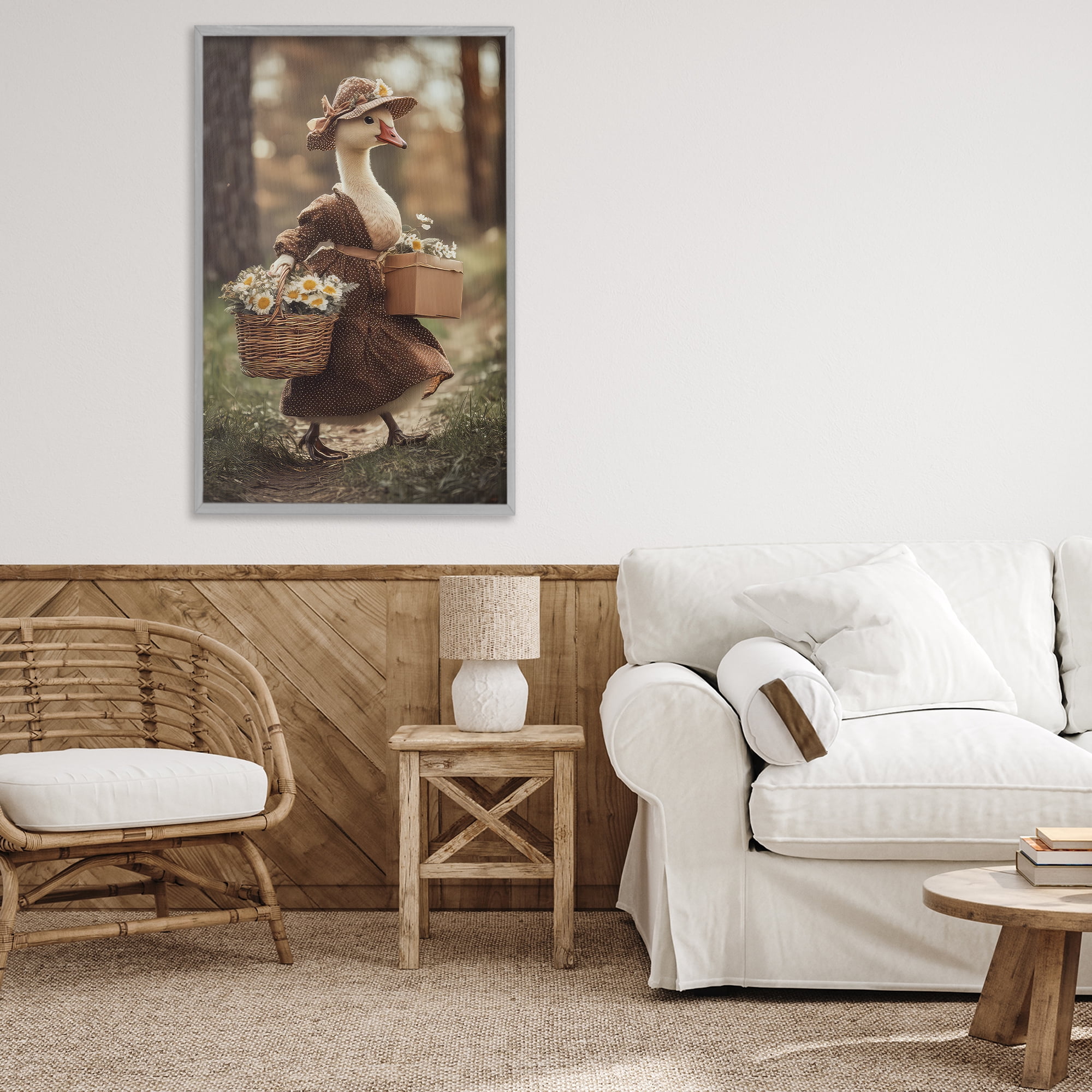 Stupell Industries Mother Goose with Flowers Gray Framed Giclee Art, design by The Wands Want