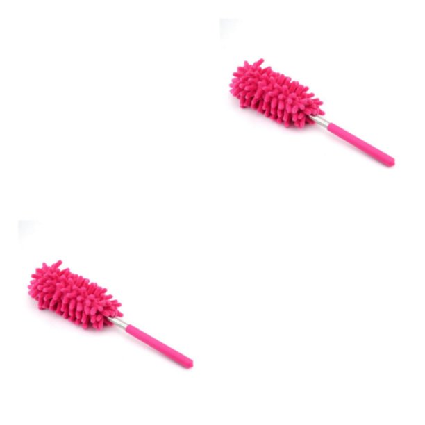 Inteprter Reemplazo de plumero de acero inoxidable lavable reutilizable de mano antioxidante a prueba de humedad hogar Oficina polvo removedor Rosa roja 2Conjunto