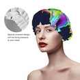 thumbnail image 4 of Kll Howling Wolf Pattern Shower Cap & Bath Cap For Women,Reversible Oversized Waterproof Shower Caps For All Hair Lengths,Elastic Reusable Bathing Hair Cap, 4 of 9