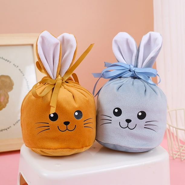 5Pcs Easter Bunny Gift Bag Cute Portable Cartoon Rabbit Ear Flannel Goodies Snack Present Treat Candy Drawstring Bag Happy Easter Festival Gift Walmart Business Supplies