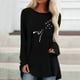 thumbnail image 2 of Camiseta de manga larga informal suelta con cuello redondo y estampado de color liso para mujer Fridja  hj1724, 2 of 5