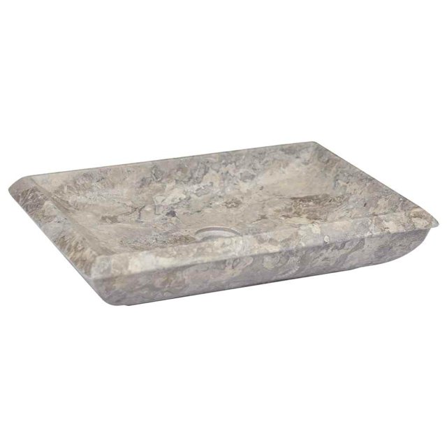Lavabo de mármol VidaXL hecho a mano elegante gris para baño 50x35x10 cm