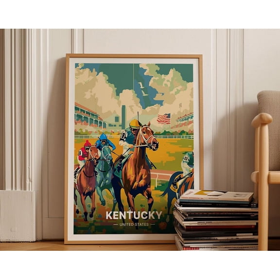 Kentucky Derby Wall Art Print, Unframed Paper Poster 8x10in