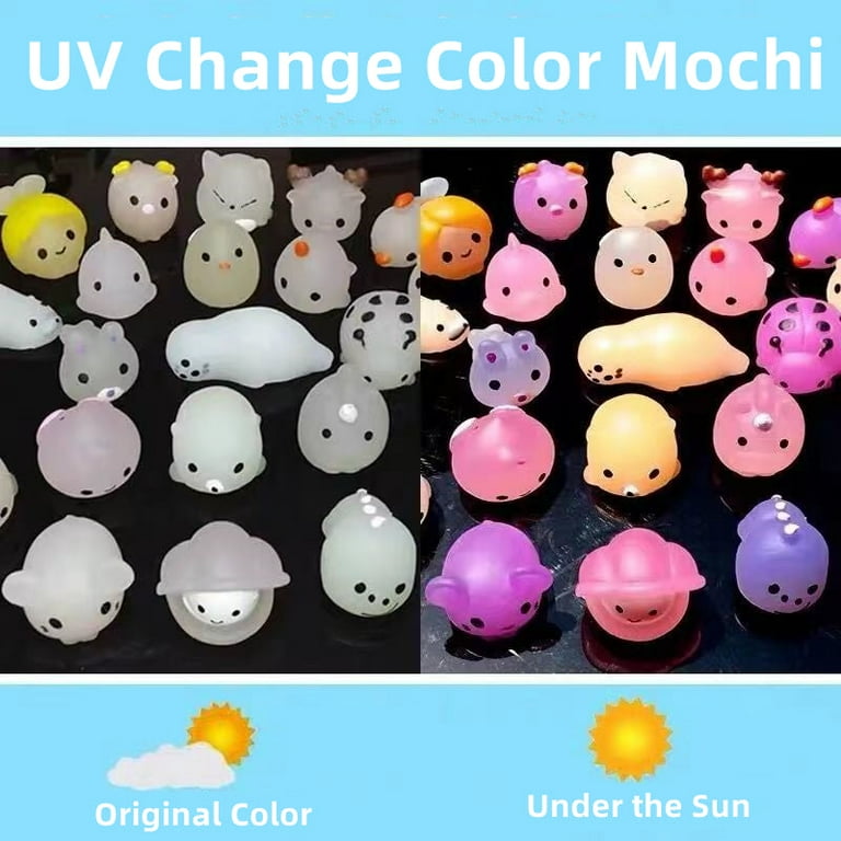 25 Squishy Mochi Squishy Toys Glitter Glow in the Dark Mini Cute