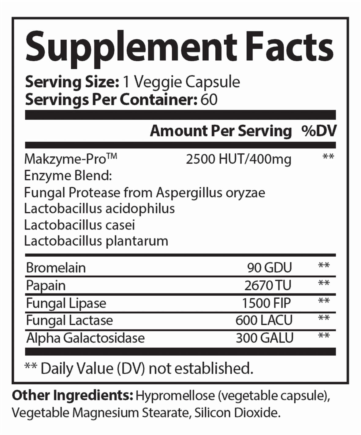 Digestive Enzyme Pro Blend with Makzyme-Pro – Bromelain, Papain, Lactase, Lipase & Probiotics – Supports Healthy Digestion & Nutrient Absorption – 60 Veggie Capsules
